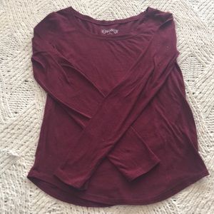 Women’s Mudd Small Red U-Neck Long Sleeve Tee Shirt